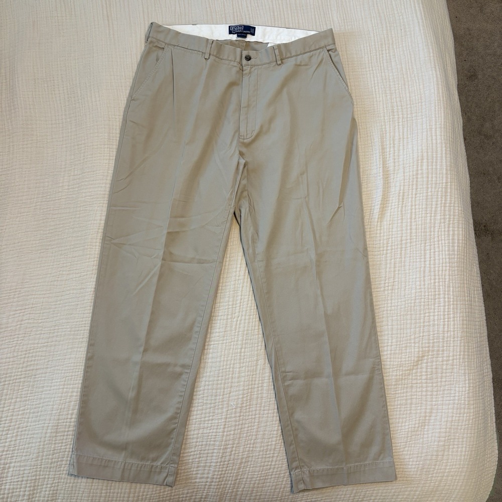 Polo Ralph Lauren Pants Mens Size 36x29 Beige Stretch Classic Chino 100% Cotton